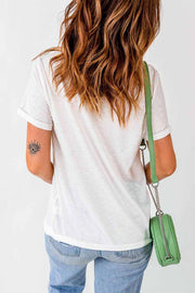 White Rabbit T-Shirt with adorable rabbit graphic, bow knot accent, and crew neck design.
