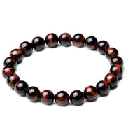 Red Tiger Eye Bracelet with polished natural beads, unisex vintage style.