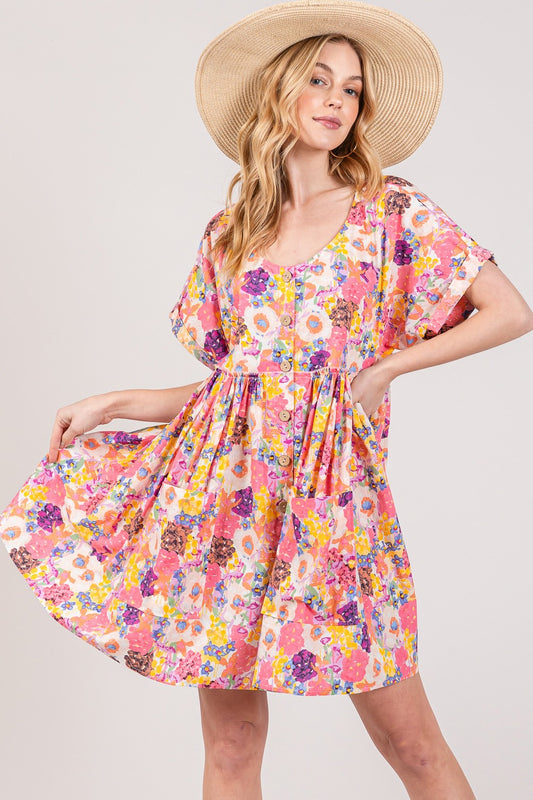 Floral Babydoll Dress with Pockets by SAGE + FIG