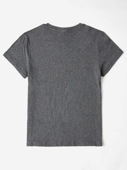 Round Neck Rabbit Tee in dark grey, featuring short sleeves and soft fabric for comfort.