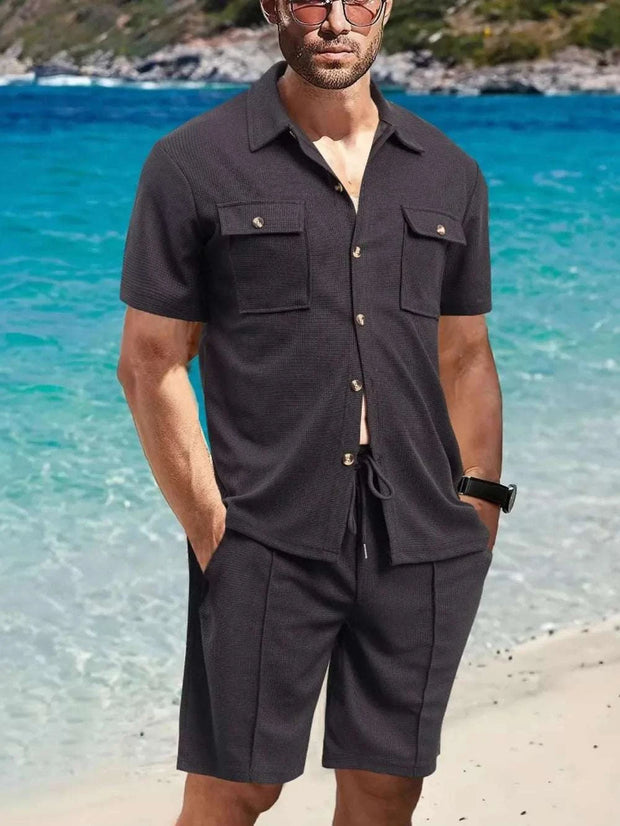 Button-Down Short Sleeve Shirt and Shorts Set