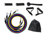 Fitness resistance bands set with handles, door anchor, and carrying pouch.