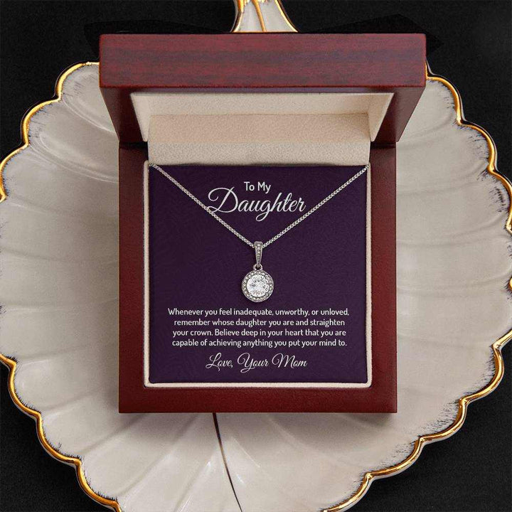 Eternal Hope Necklace for Daughter from Mom with 14k white gold finish and cubic zirconia pendant on adjustable chain