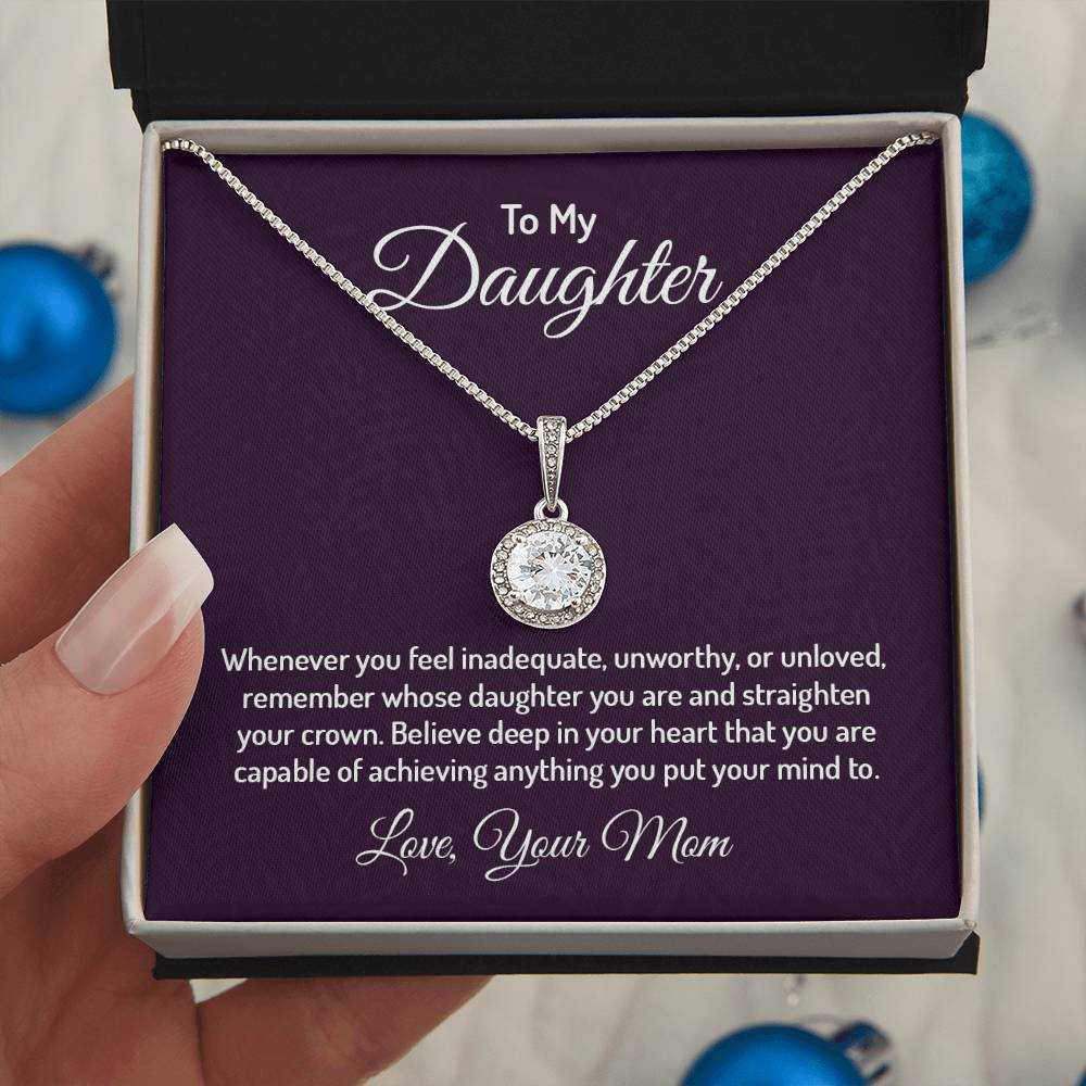 Eternal Hope Necklace for Daughter from Mom featuring 14k white gold finish and cushion-cut cubic zirconia pendant