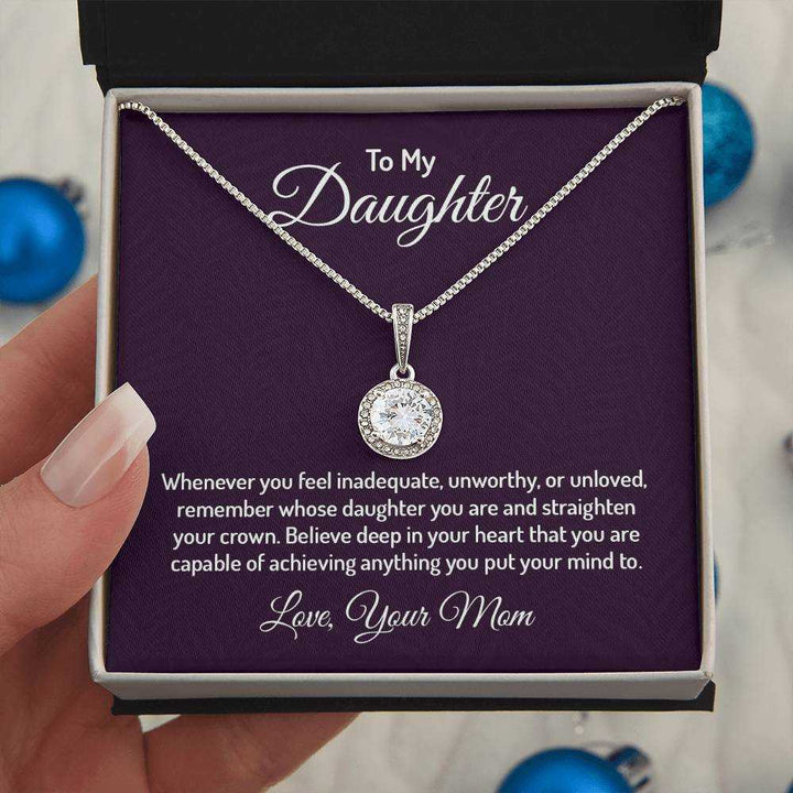 Eternal Hope Necklace for Daughter from Mom featuring 14k white gold finish and cushion-cut cubic zirconia pendant