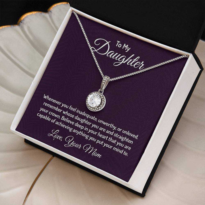 Eternal Hope Necklace for Daughter from Mom with 14k white gold finish and cubic zirconia pendant on adjustable chain
