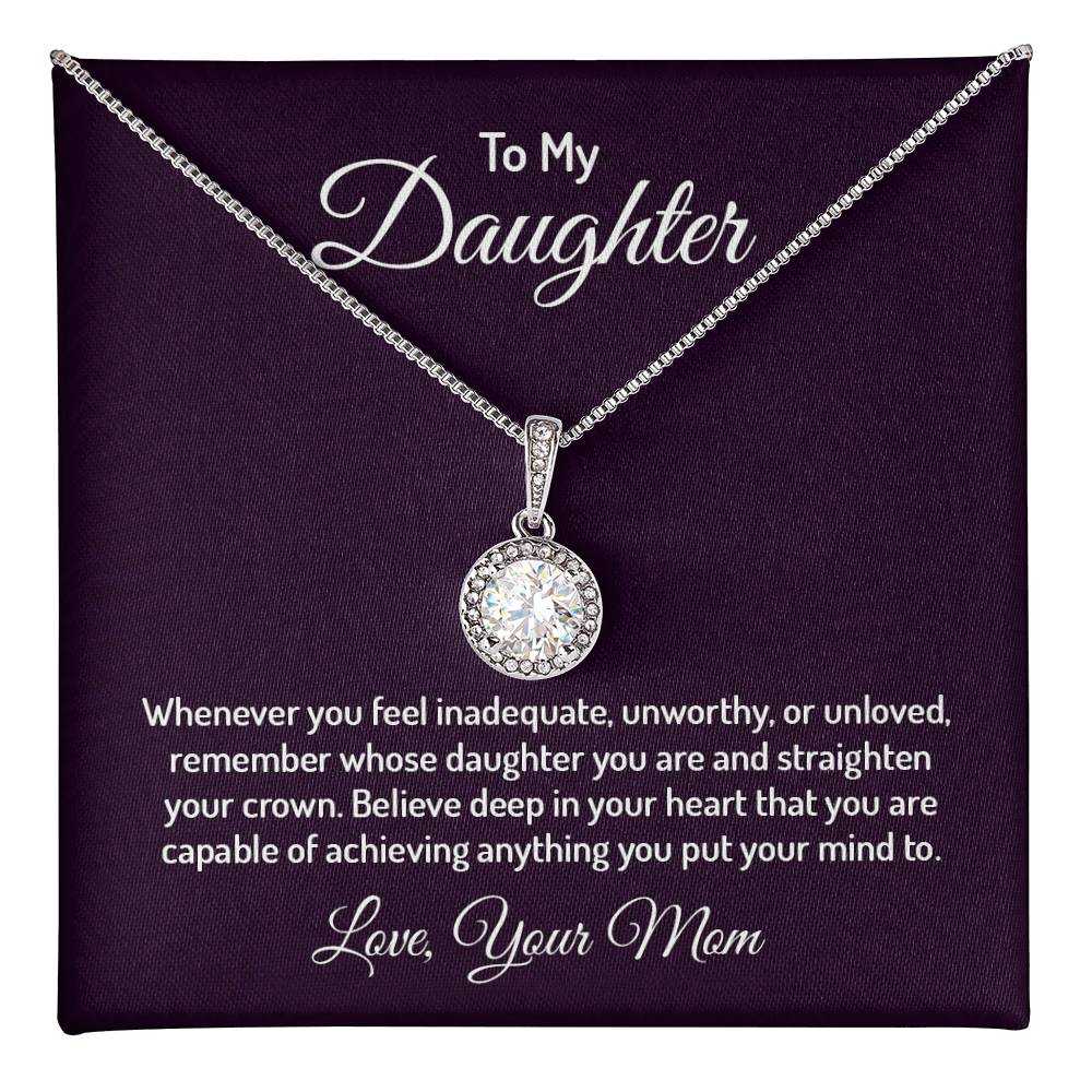 Eternal Hope Necklace for Daughter from Mom elegant white gold pendant with cubic zirconia on adjustable chain