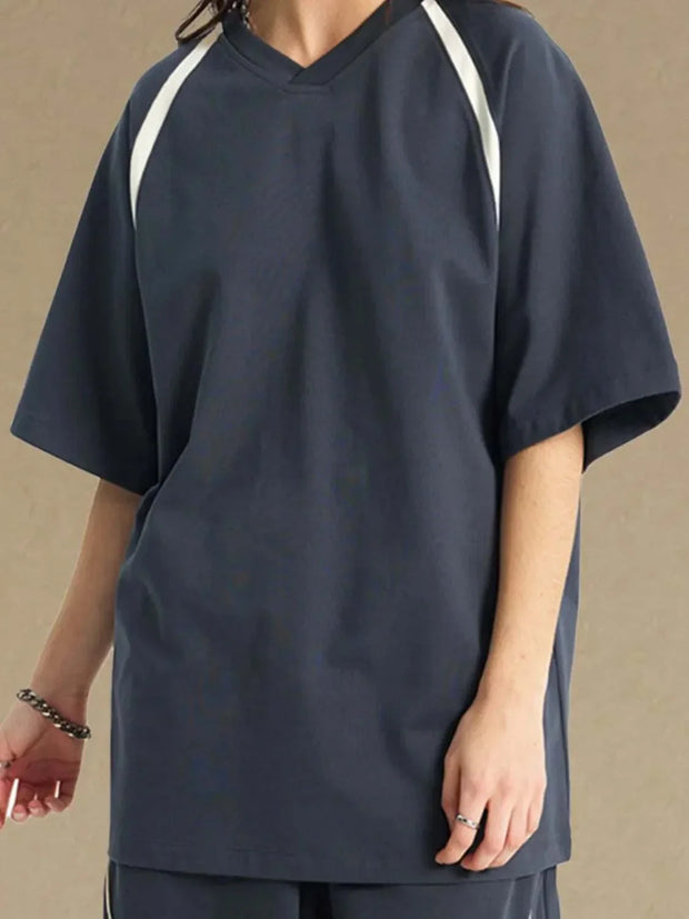 Contrast Round Neck Half Sleeve T-Shirt with stylish design and breathable fabric for casual wear.
