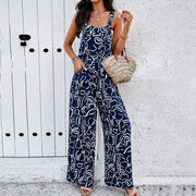 Square Neck Jumpsuit in blue and white pattern, featuring a flattering silhouette with a stylish design, perfect for versatile occasions.