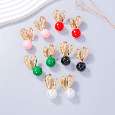 Alloy Drip Oil Bunny Earrings in assorted colors showcasing stylish design.