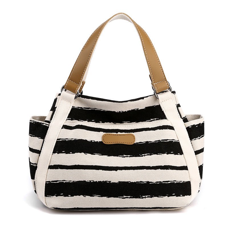 Striped One-Shoulder Tote