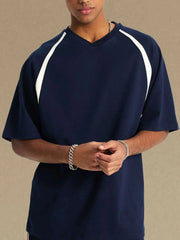 Contrast Round Neck Half Sleeve T-Shirt with eye-catching design and round neckline.
