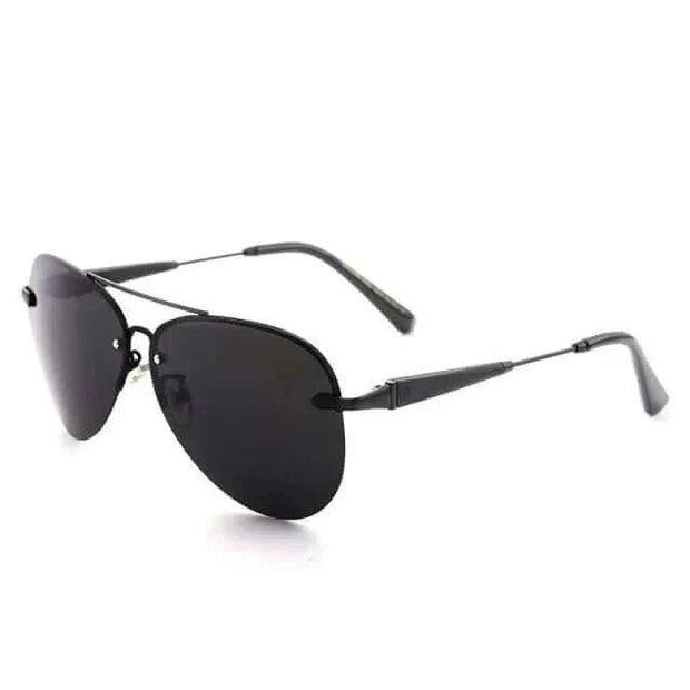 Mens Luxury Brand Sunglasses with polarized lenses and sleek black design.