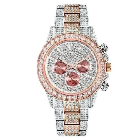 Diamond Calendar Watch with sparkling diamond accents and calendar display.