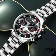 Stylish men's business watch with stainless steel band and classic dial.