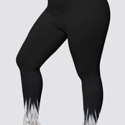 Women's black leggings with 3D digital print design.