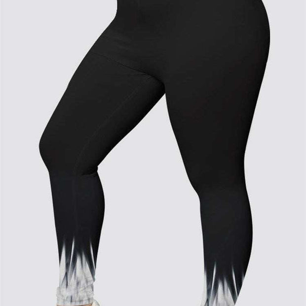 Women's black leggings with 3D digital print design.