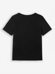 Easter Round Neck T-Shirt in black, showcasing a simple and modern design perfect for festivities and casual wear.