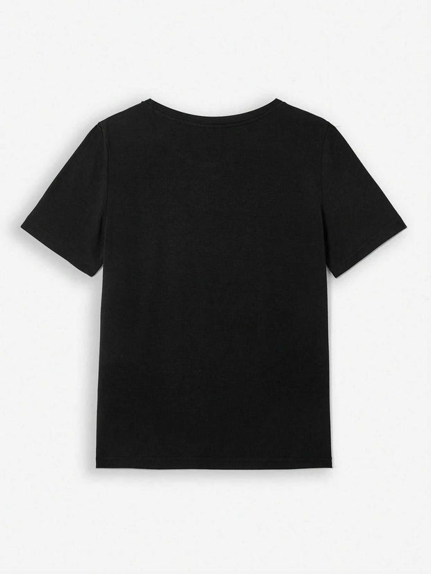Easter Round Neck T-Shirt in black, showcasing a simple and modern design perfect for festivities and casual wear.
