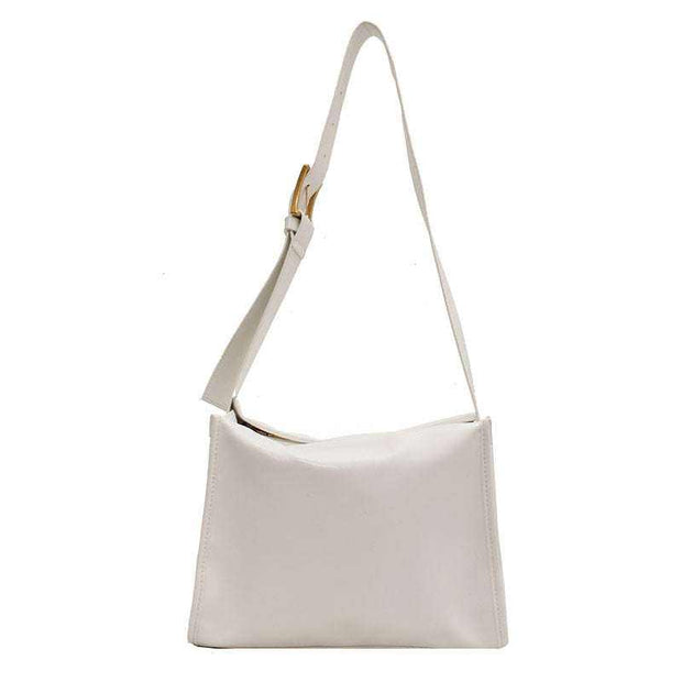 Retro Crossbody Commuter Tote in white with adjustable strap and minimalist design.