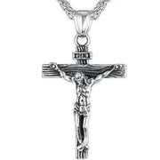 Cross Necklace with intricately designed cross pendant, unisex, in silver finish.