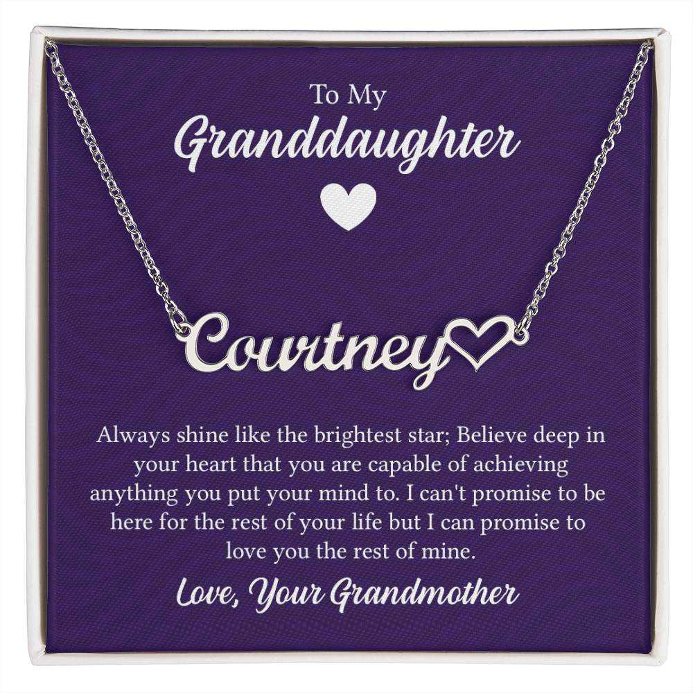 Personalized Heart Name Necklace for Granddaughter from Grandmother, elegant jewelry gift from Hot Topic Goods