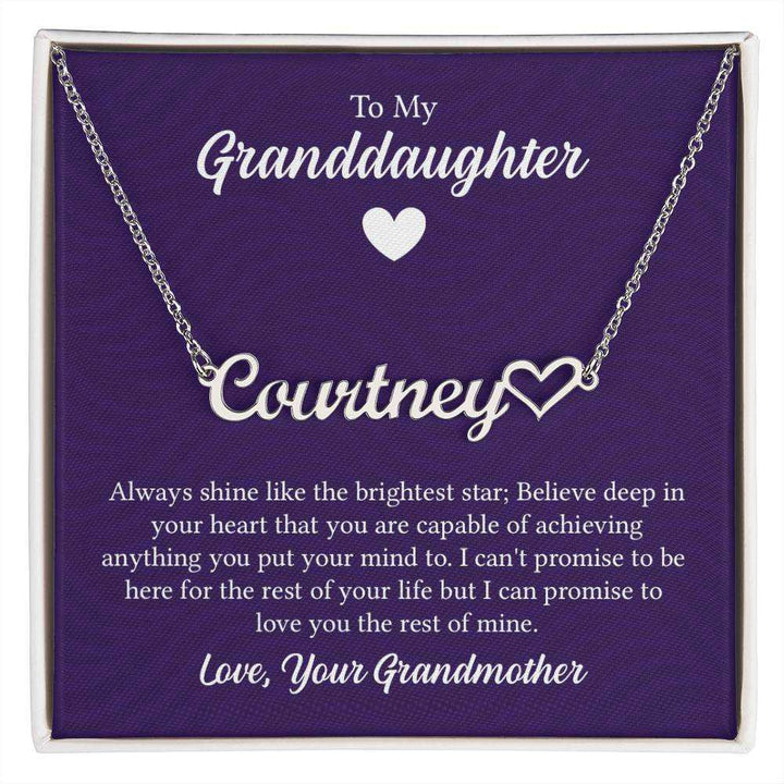 Personalized Heart Name Necklace for Granddaughter from Grandmother, elegant jewelry gift from Hot Topic Goods