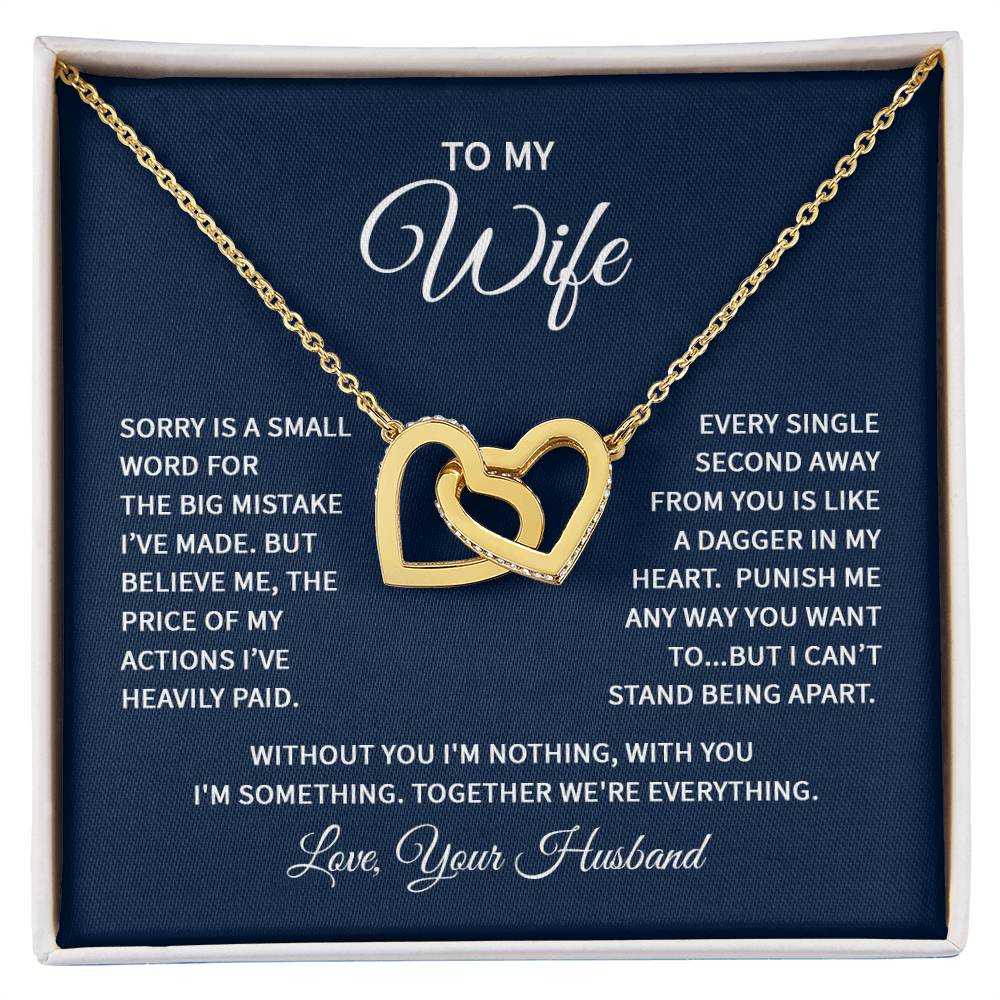 Interlocking Hearts Necklace for Wife with CZ crystals and rose gold finish, meaningful apology gift from Hot Topic Goods
