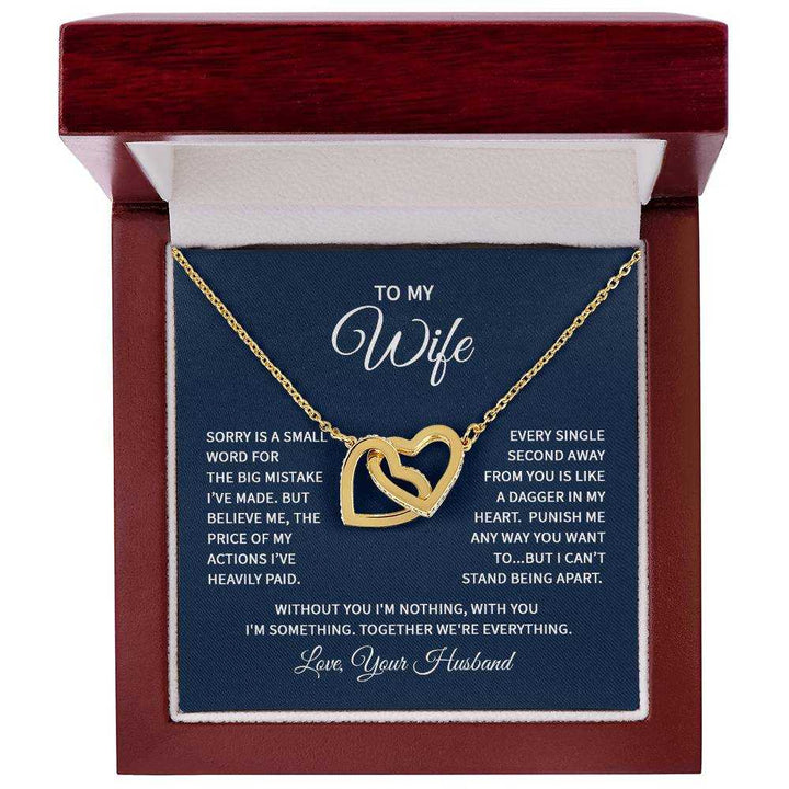 Interlocking Hearts Necklace for Wife with rose gold finish and CZ crystals as a meaningful apology gift from Hot Topic Goods