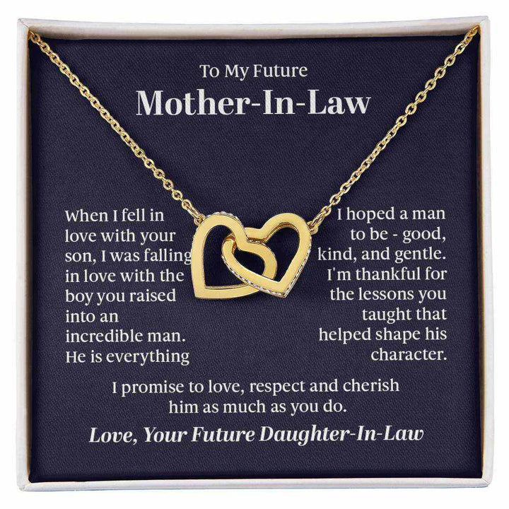 Interlocking Hearts Necklace for Future Mother-in-Law with cubic zirconia crystals and rose gold finish from Hot Topic Goods