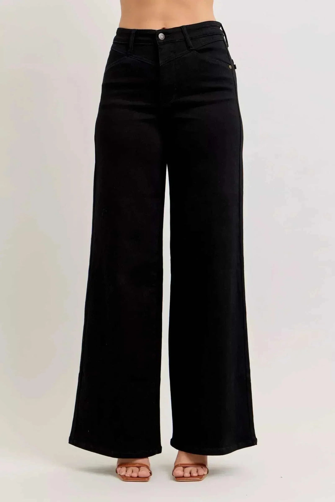 Judy Blue Wide Leg Jeans high-rise stretch denim with relaxed fit and classic five-pocket styling