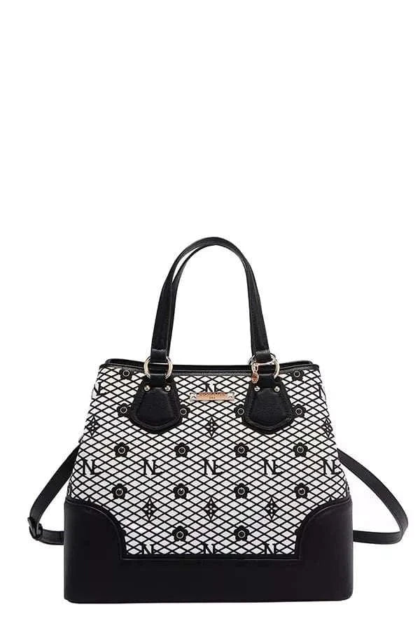 Nicole Lee USA Rhinestone Handbag with monogram design and sparkling rhinestone embellishments from Hot Topic Goods