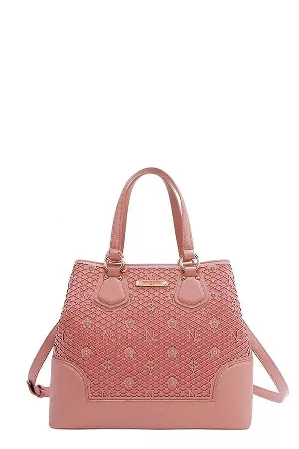 Nicole Lee USA Rhinestone Handbag with monogram design and sparkling rhinestone accents from Hot Topic Goods