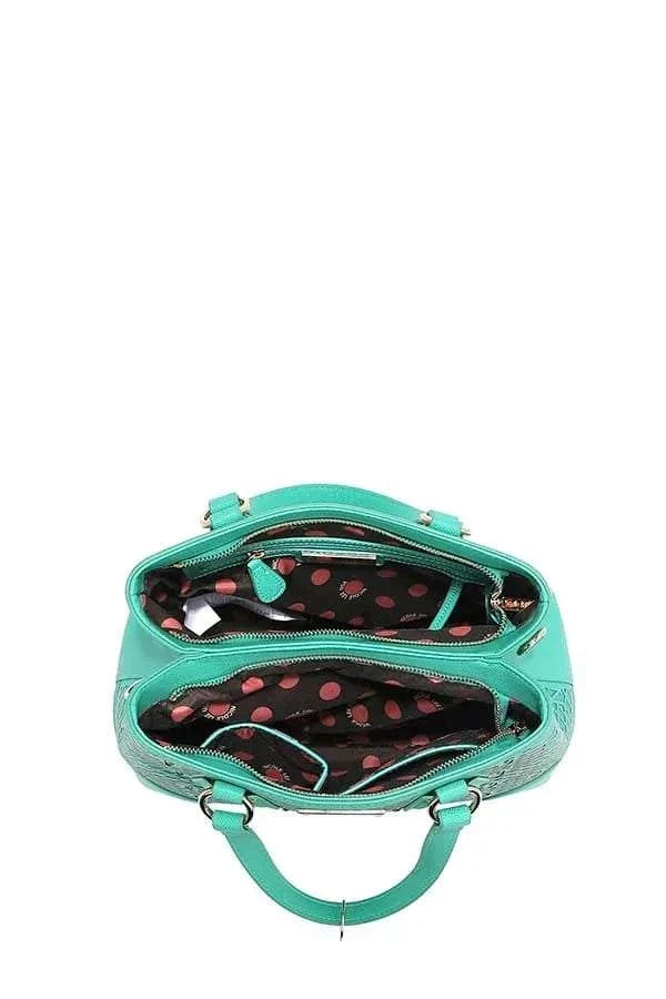 Nicole Lee USA Rhinestone Handbag with monogram and sparkling rhinestone details from Hot Topic Goods