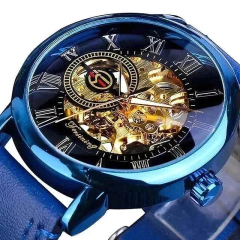 Men's luxury brand watch with a sophisticated design, featuring a detailed dial and high-quality blue finish.