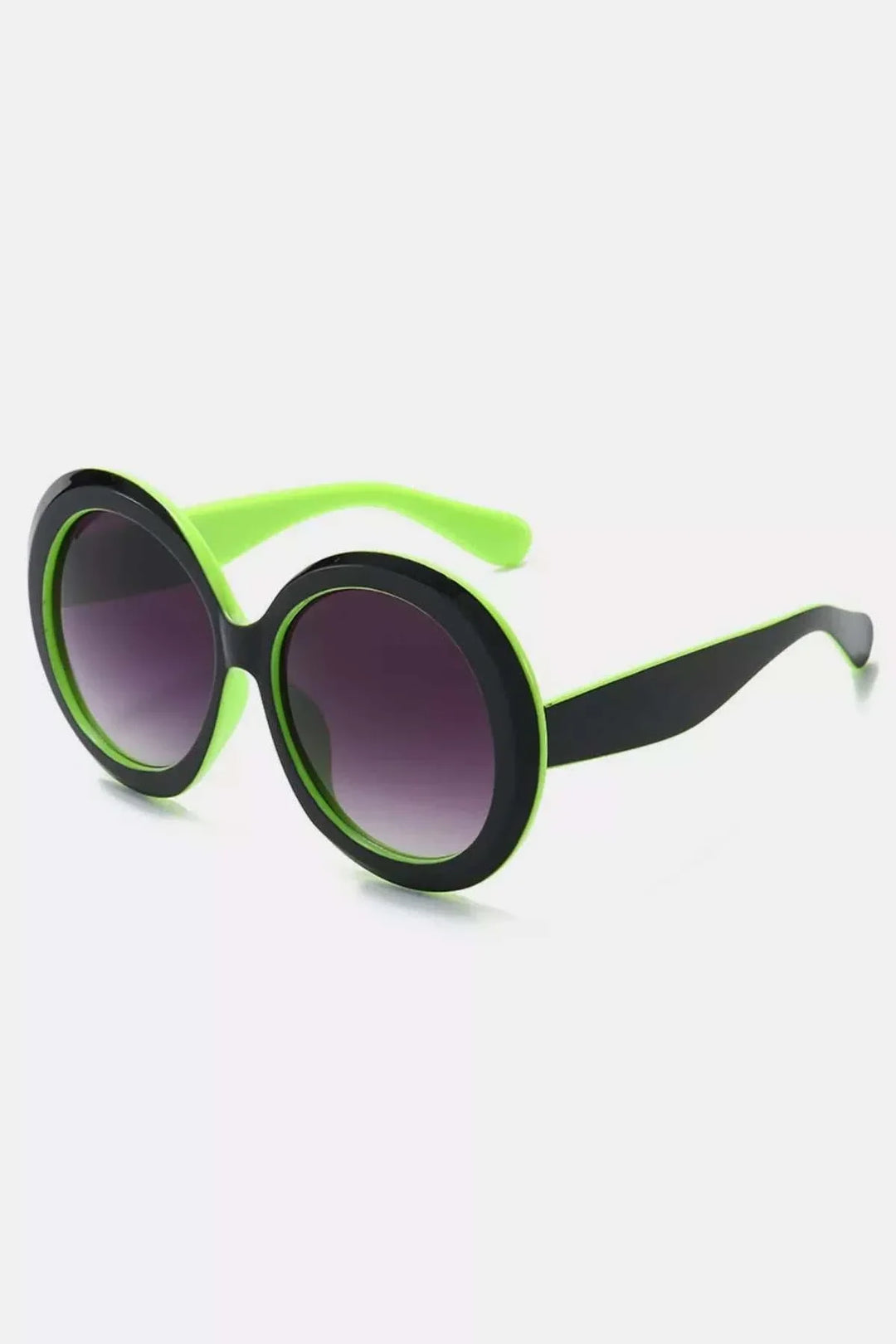 Oversized round sunglasses with lightweight black frames from Hot Topic Goods on a white background
