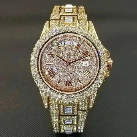 Luxury crystal watch for men with exquisite detailing and premium materials.