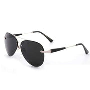 Mens luxury brand sunglasses with polarized lenses, black frames, and elegant design.