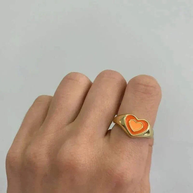 Creative Love Heart Ring with unique heart-shaped design on a hand.