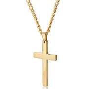 Gold cross necklace with elegant pendant symbolizing faith and devotion.