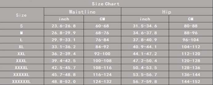 Size chart for Women&