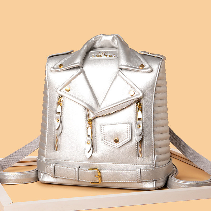 Soft leather textured backpack with spacious compartments and adjustable straps from Hot Topic Goods