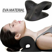 Neck Shoulder Stretcher Pillow for pain relief and relaxation, EVA material, used by reclining person.