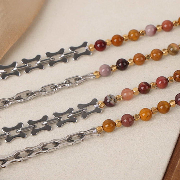 Titanium Steel Egg Yolk Stone Pendant Necklace with polished titanium steel and warm yellow stone centerpiece