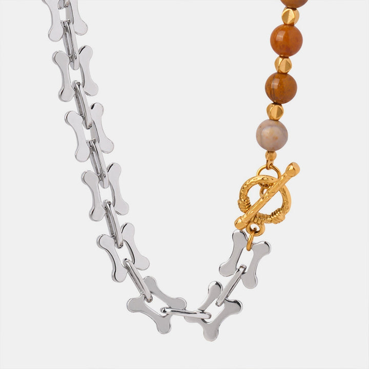 Titanium steel necklace with egg yolk stone pendant