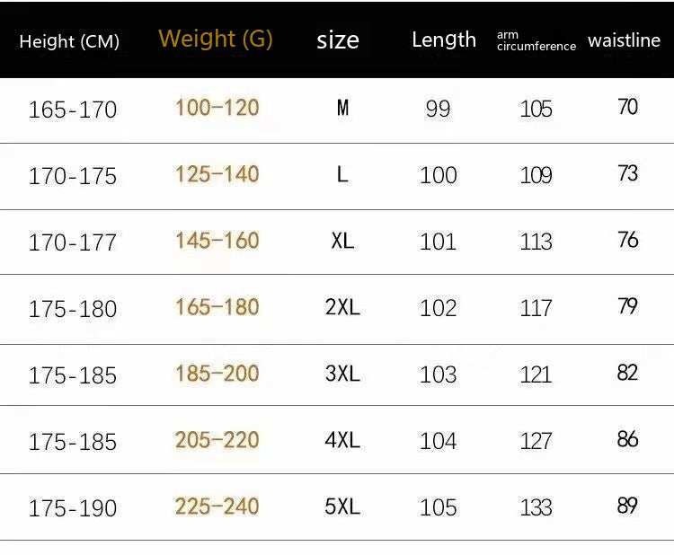 Size chart for Men&