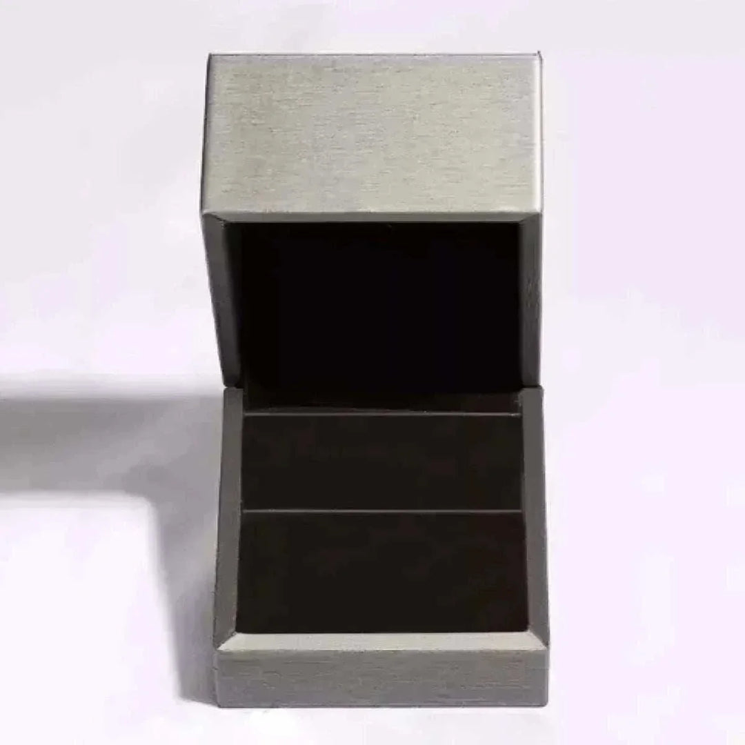 Women’s Zircon Statement Ring presented in an open silver-toned jewelry box with a dark interior
