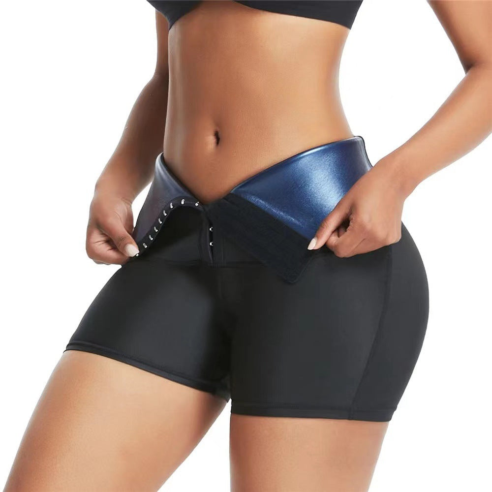 Women wearing high-waist abdominal compression shorts with butt-lifting design from Hot Topic Goods