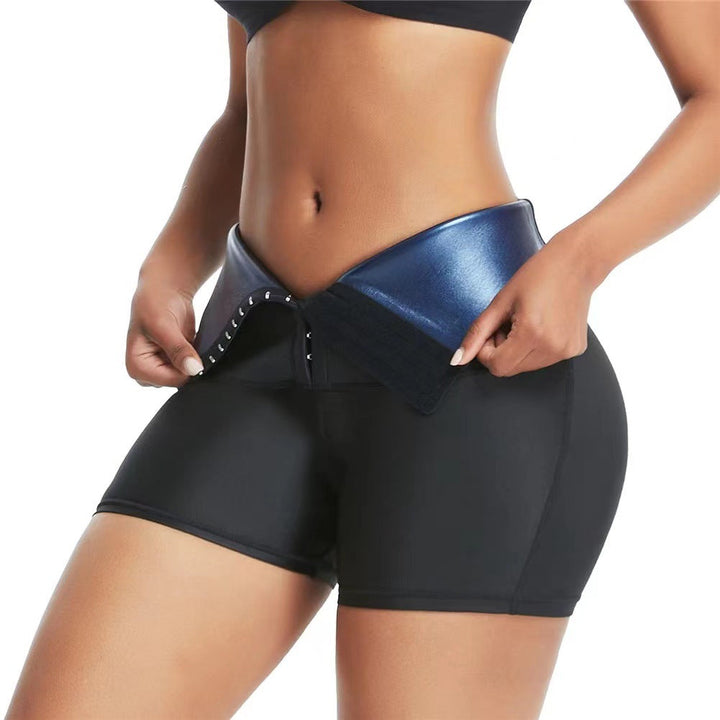Women wearing high-waist abdominal compression shorts with butt-lifting design from Hot Topic Goods