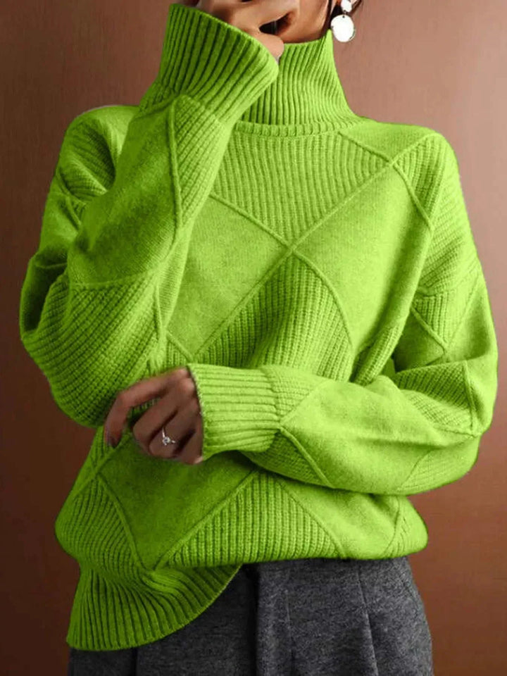Women’s Argyle Turtleneck Sweater with classic argyle knit design and cozy long sleeves from Hot Topic Goods